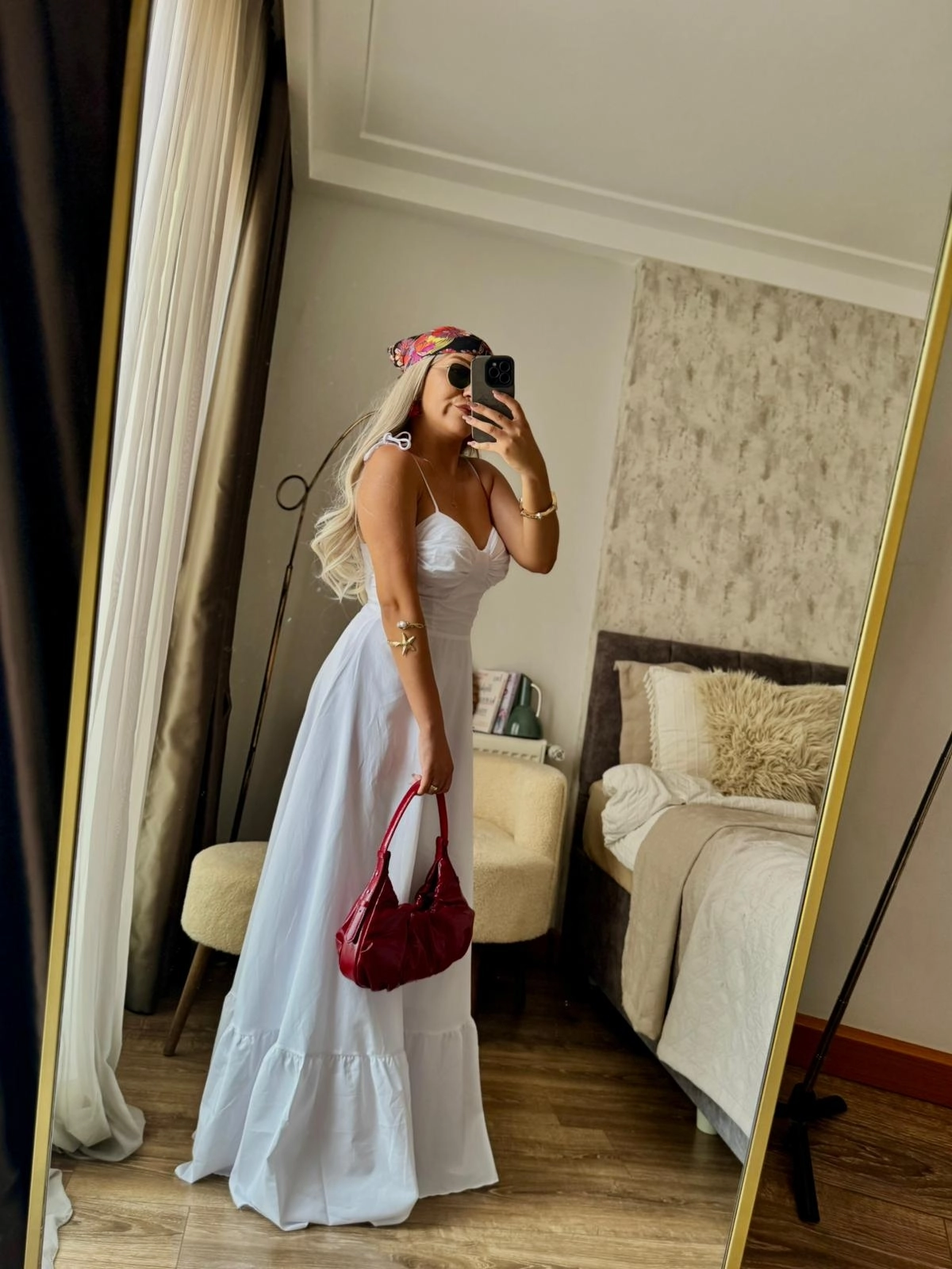 ELLA BOYUNDAN BAĞLAMALI ELBİSE BEYAZ