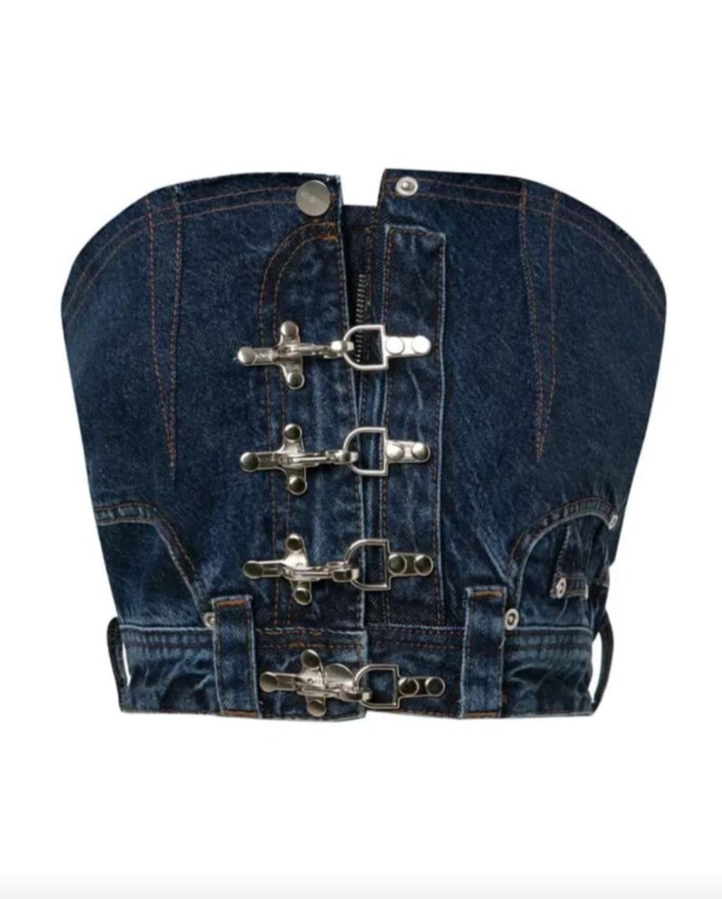 KANCA DETAYLI DENIM KOT KADIN BÜSTİYER