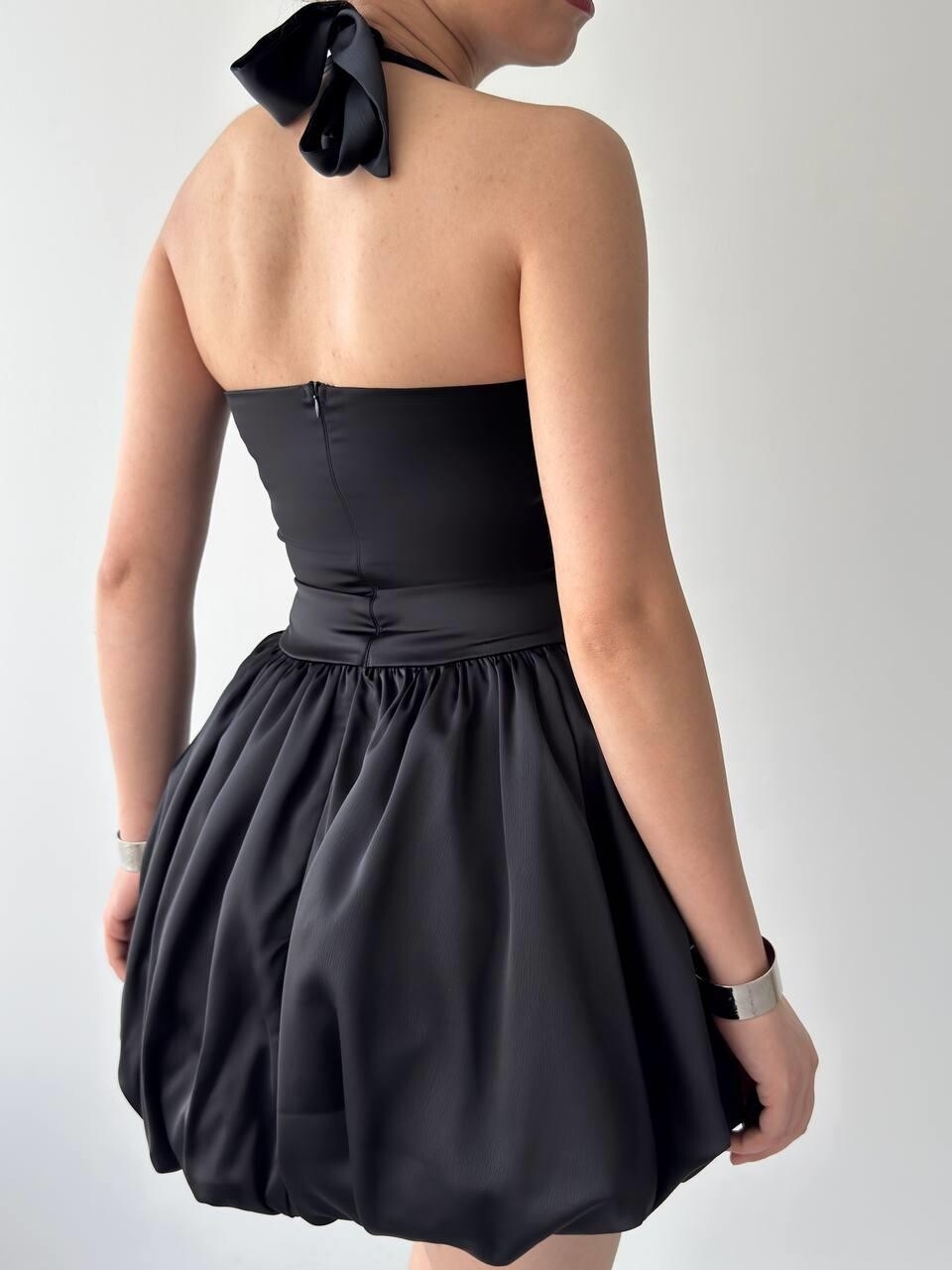Slim Mini Elbise Siyah