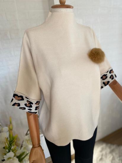 PREMIUM KALİTE TOP DETAYLI YÜN BLUZ BEJ