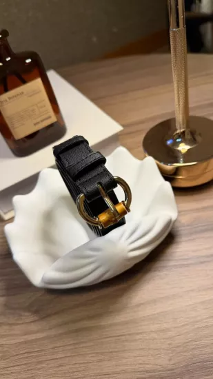 AHŞAP YAKMA TOKALI KADIN KEMER SİYAH