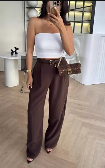 PALAZZO PANTOLON KAHVERENGİ