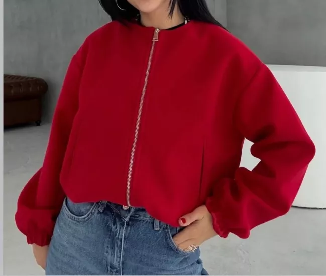 KAŞE BOMBER ASTARLI  CEKET KIRMIZI