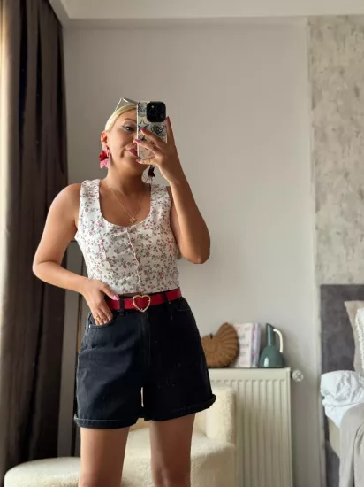 Crop Kumaş Yelek Pembe