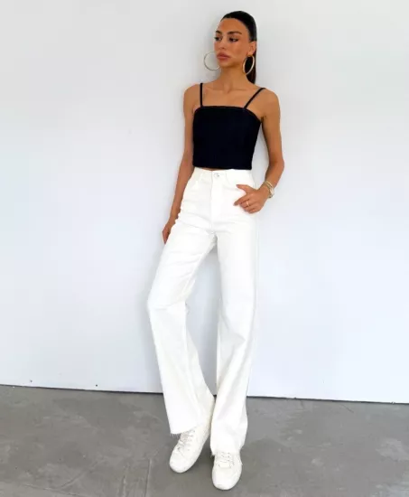 KOT FORM PAMUKLU PANTOLON EKRU