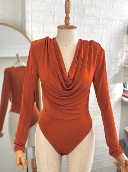 Degaje Yaka Body Suit Tarçın(Çıtçıtlı Body Tarçın)