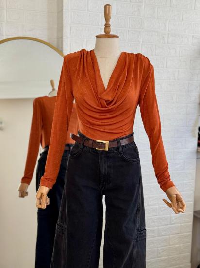 Degaje Yaka Body Suit Tarçın(Çıtçıtlı Body Tarçın)
