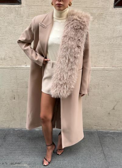 GEÇME DETAYLI SUNİ KÜRK ATKI VİZON