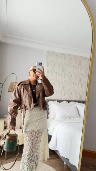 Kemer Detaylı Deri Mont Kahve