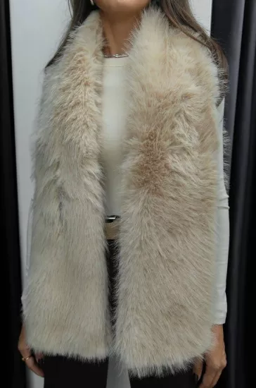 GEÇME DETAYLI SUNİ KÜRK ATKI BEJ