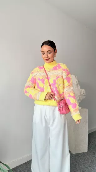 ÜÇ RENK HALI ÖRGÜ KALIN TRİKO KAZAK 