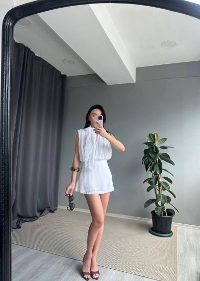 Şortlu Tulum Yasemen Beyaz﻿