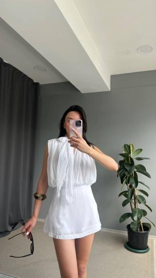 Şortlu Tulum Yasemen Beyaz﻿