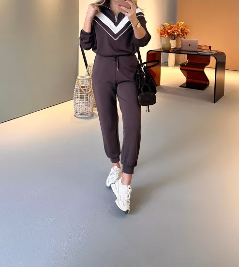 GARNİLİ MODAL KADIN KAHVE EŞOFMAN TAKIM