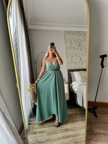 Deri Kordonlu Elbise