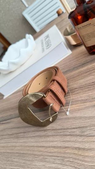 BÜYÜK YUVARLAK TOKALI KADIN KEMER KAHVERENGİ