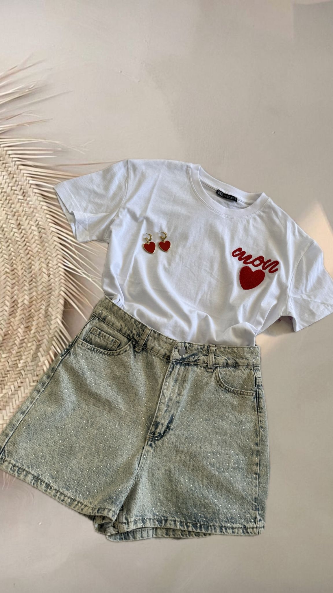 Mom Baskılı Kalpli Tshirt