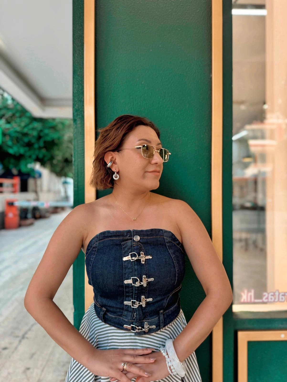 KANCA DETAYLI DENIM KOT KADIN BÜSTİYER