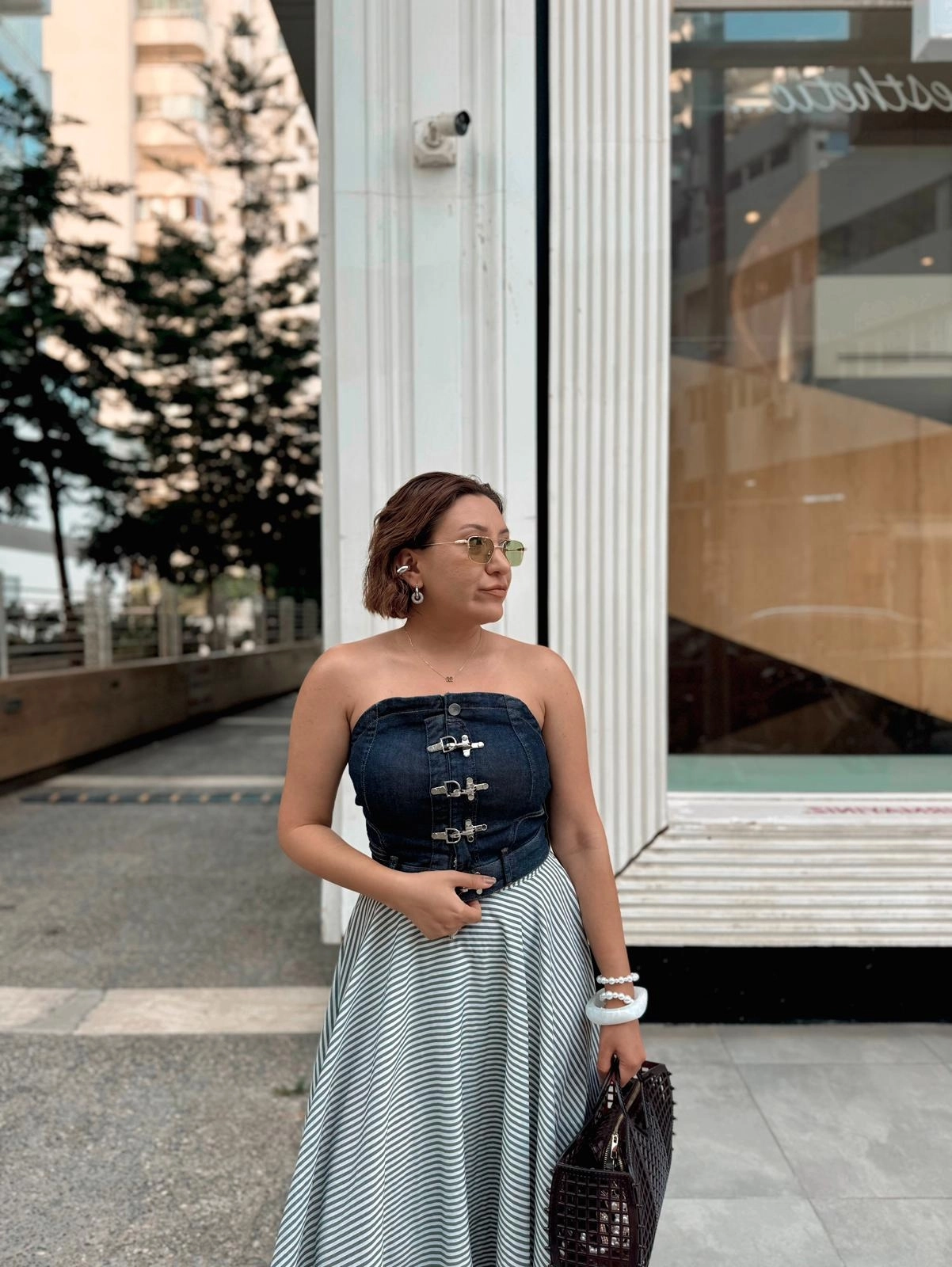 KANCA DETAYLI DENIM KOT KADIN BÜSTİYER